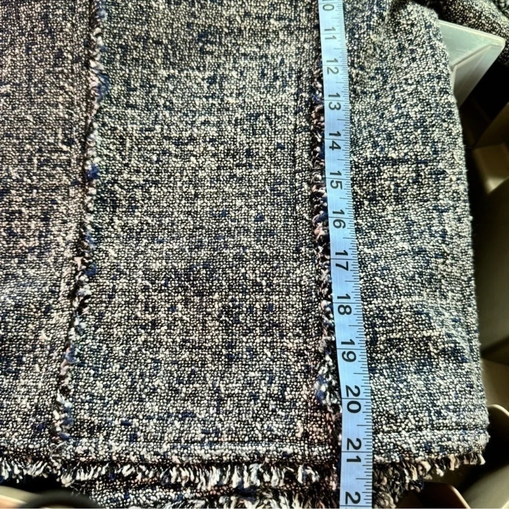 MICHAEL KORS Open-Front Frayed Trim Tweed Jacket grey size 12P suit separate